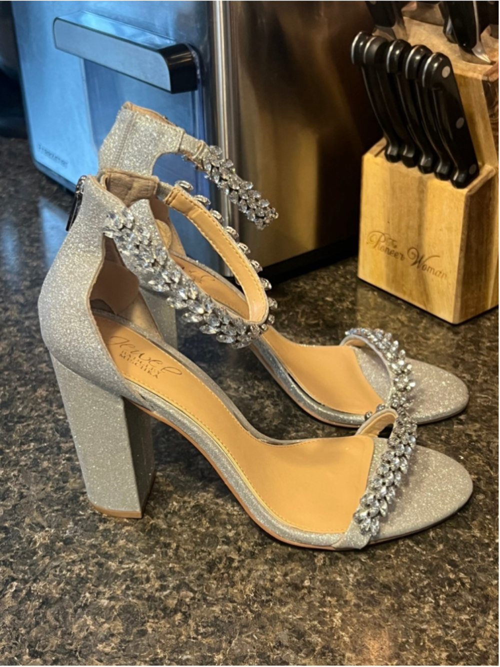 Jewel Badgley Mischka Mayra Ankle Strap Evening Sandals - Picture 3 of 12
